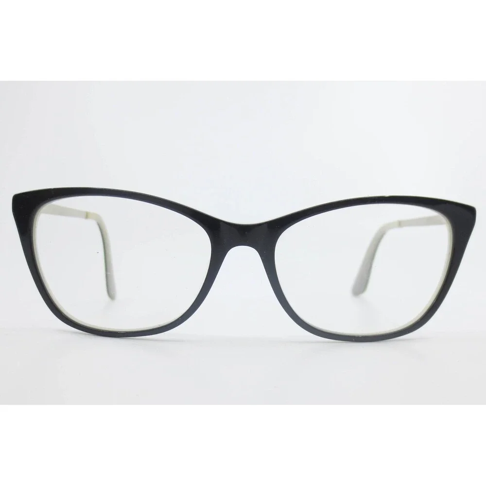 Salsa SA8007 BK/WH Cat Eye Eyeglasses Black White Silver Tone 53-16-140